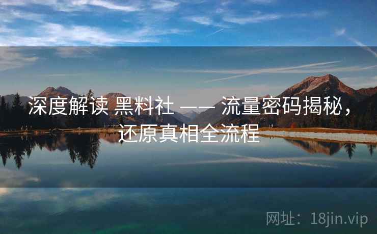 深度解读 黑料社 —— 流量密码揭秘，还原真相全流程
